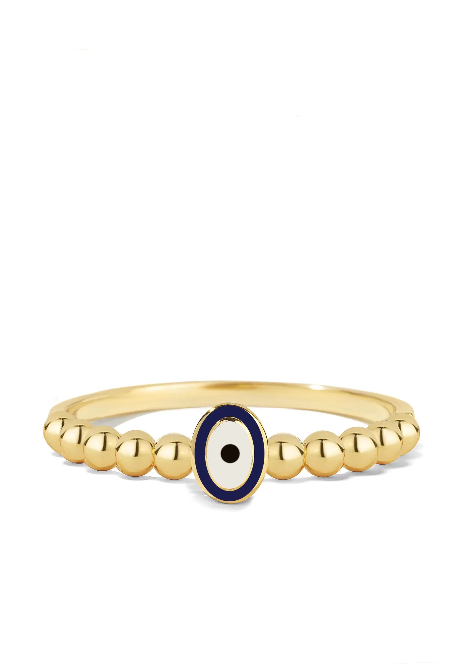 Evil Eye Bead Ring | 14K Solid Gold sold by Oomiay