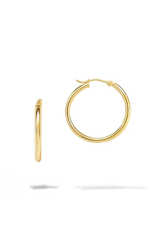 Classic Medium Hoop Earrings | 14K Solid Gold sold by Oomiay