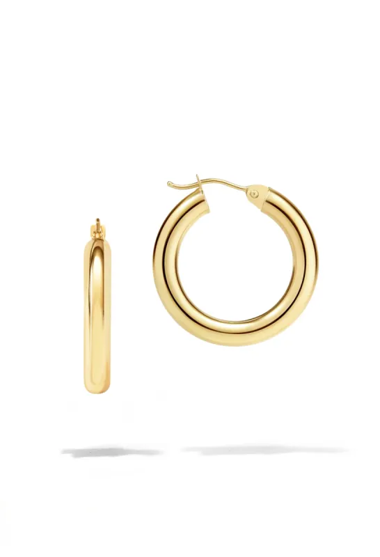 Small Hoop Earrings | 14K Solid Gold sold by Oomiay
