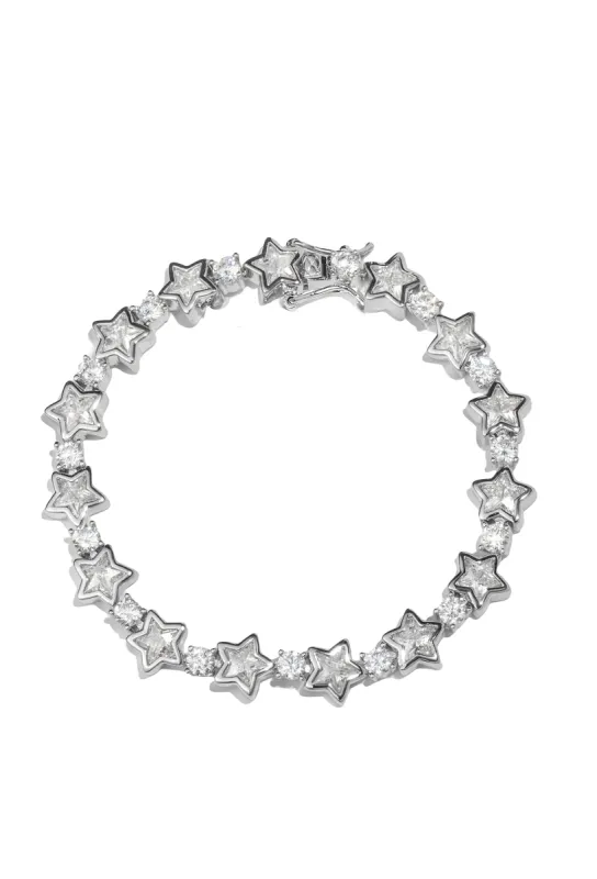 White Bezel Star Tennis Bracelet sold by Oomiay