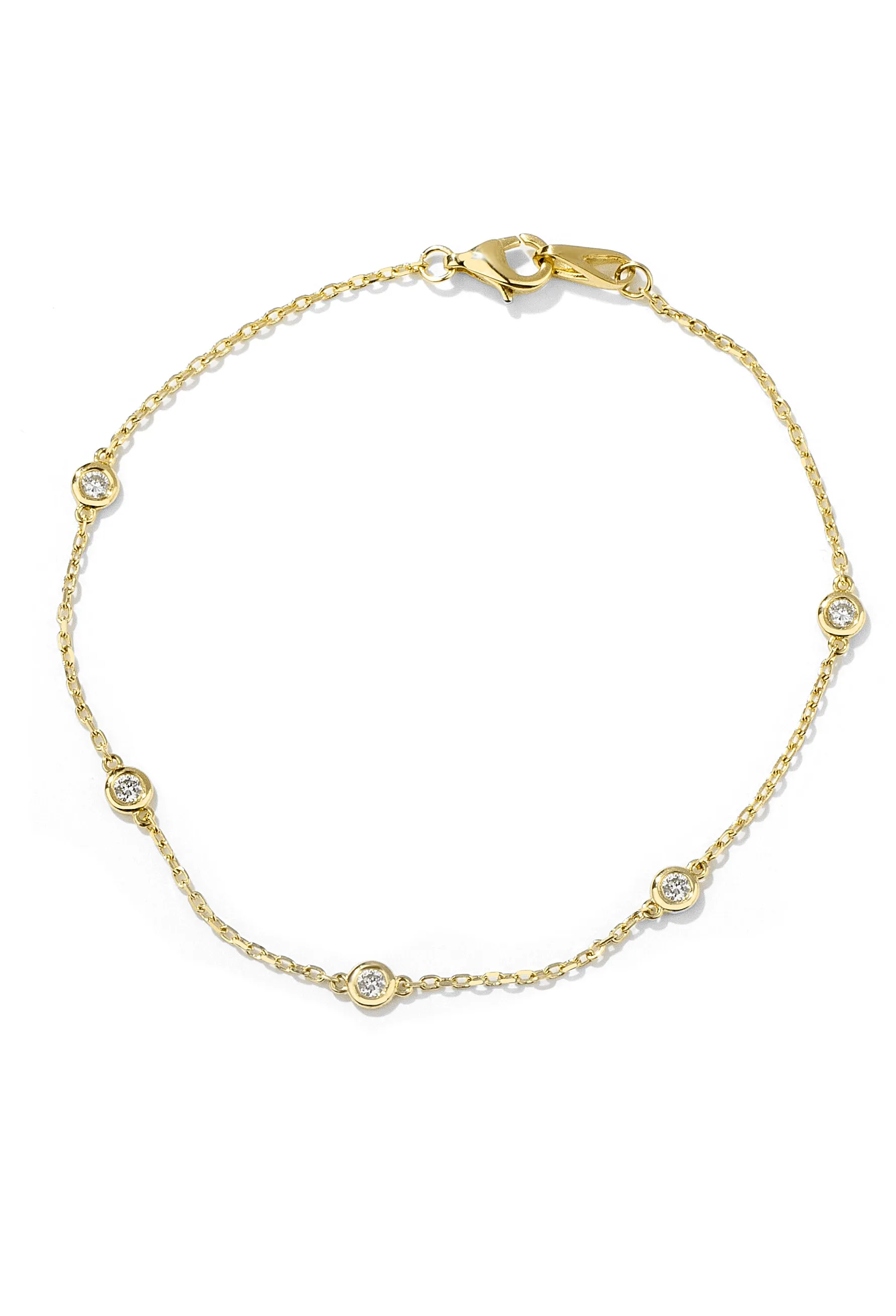 Diamond Bezel Bracelet | 14K Solid Gold sold by Oomiay