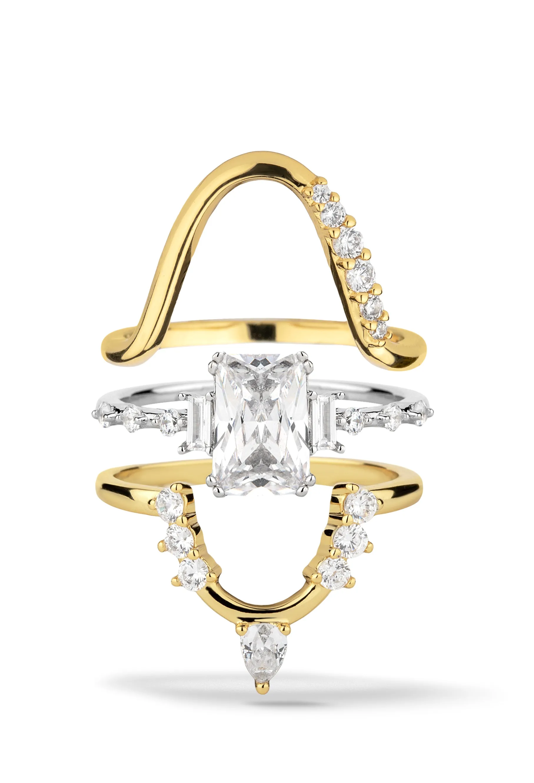 Elite Dual Tone 3 Ring Stack sold by Oomiay