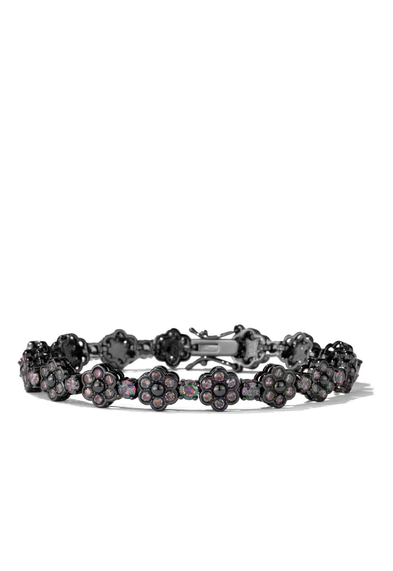Mystic Topaz Bezel Flower Tennis Bracelet sold by Oomiay