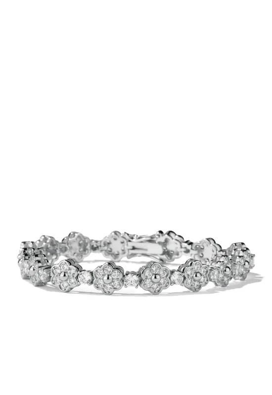 Silver Bezel Flower Tennis Bracelet sold by Oomiay