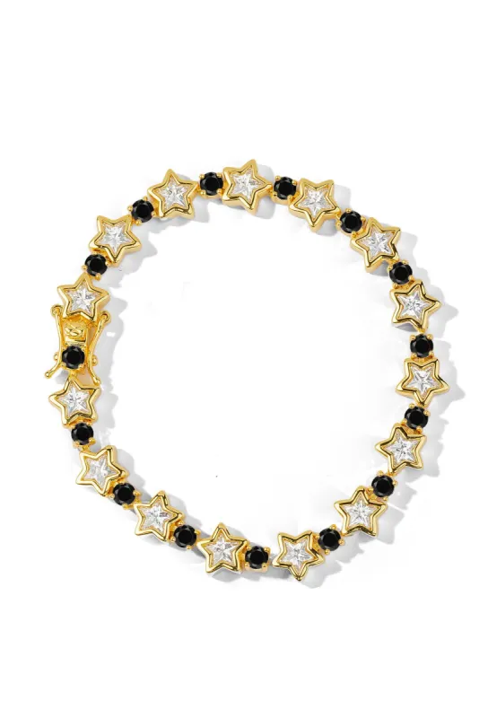 Black Bezel Star Tennis Bracelet sold by Oomiay