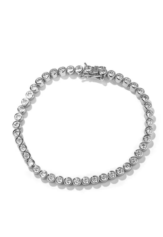 Silver Bezel Tennis Bracelet sold by Oomiay