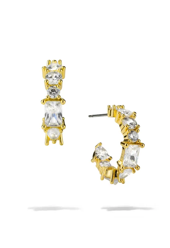 Gold Crystal Hoops sold by Oomiay