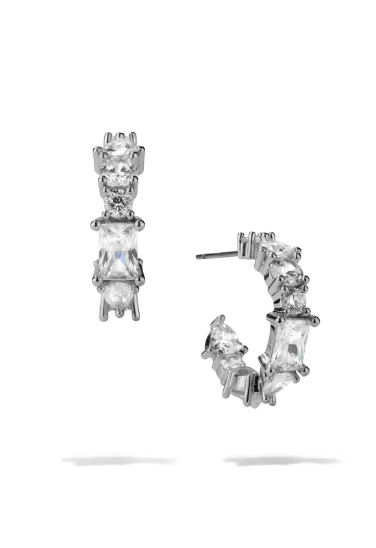 Silver Crystal Hoops sold by Oomiay