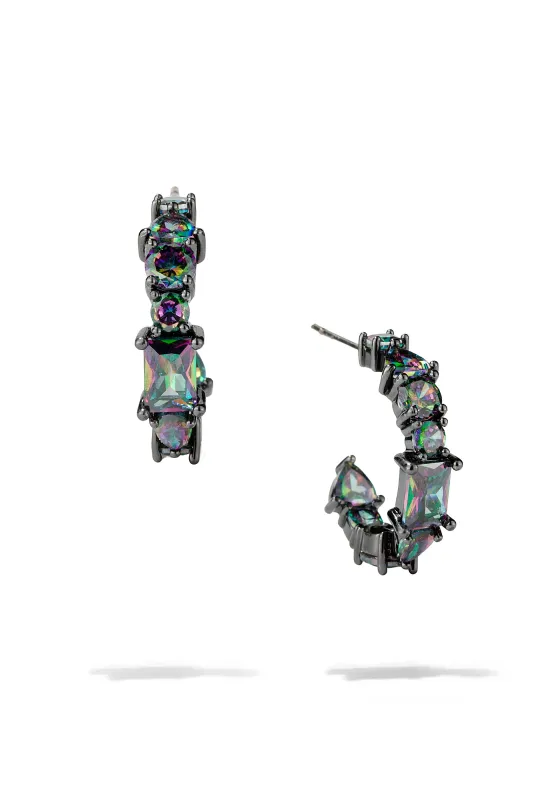 Mystic Topaz Crystal Hoops sold by Oomiay