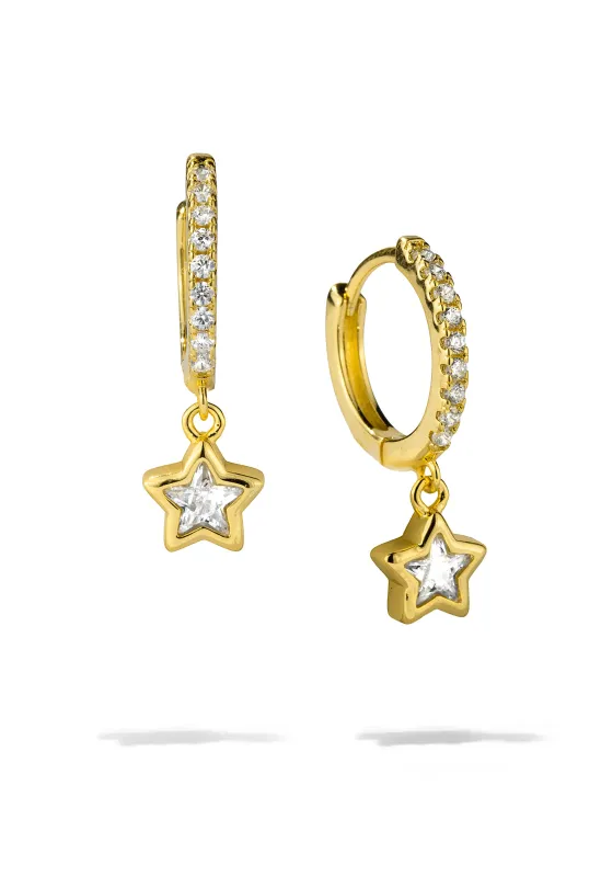 Gold Star Bezel Huggies sold by Oomiay