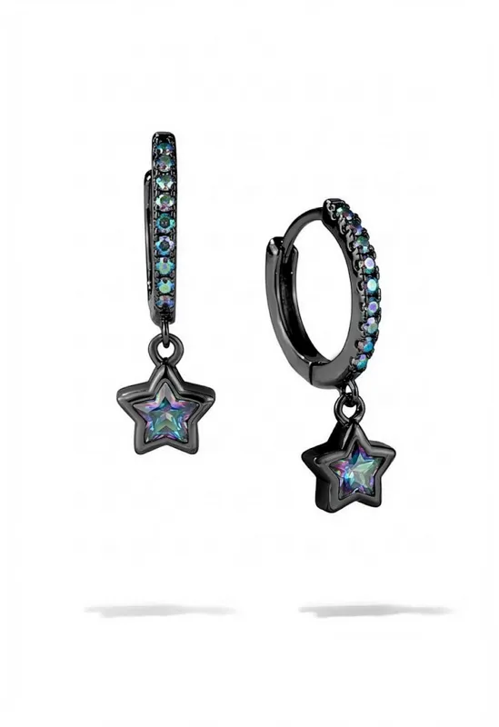 Mystic Topaz Star Bezel Huggies sold by Oomiay