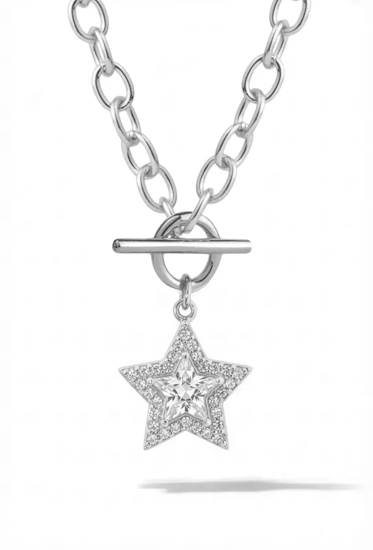 Silver Star Toggle Chain Necklace sold by Oomiay