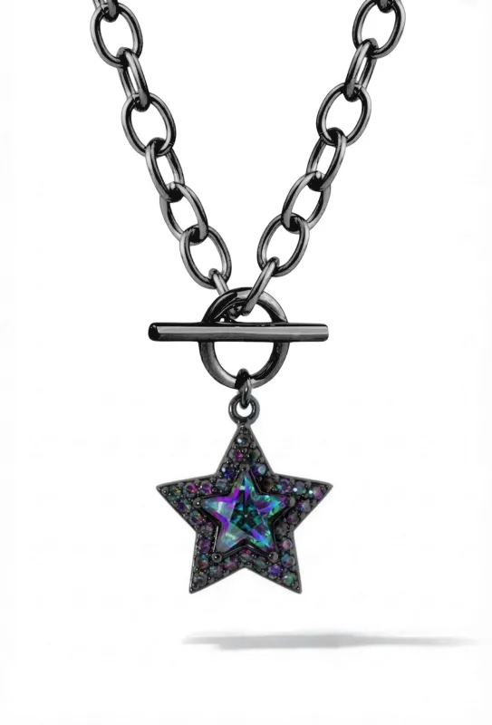 Mystic Black Star Toggle Chain Necklace sold by Oomiay