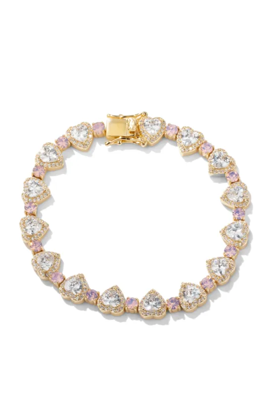Heart Tennis Bracelet - Gold sold by Oomiay