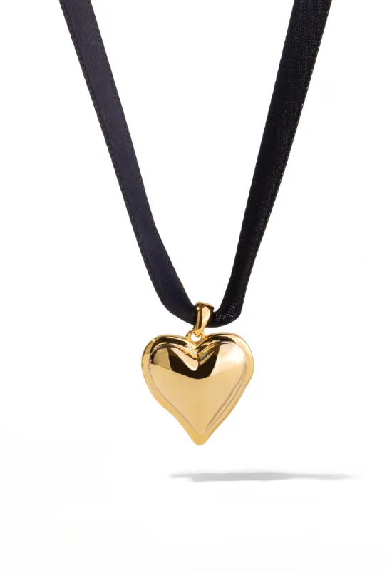 Puffy Heart Ribbon Necklace sold by Oomiay