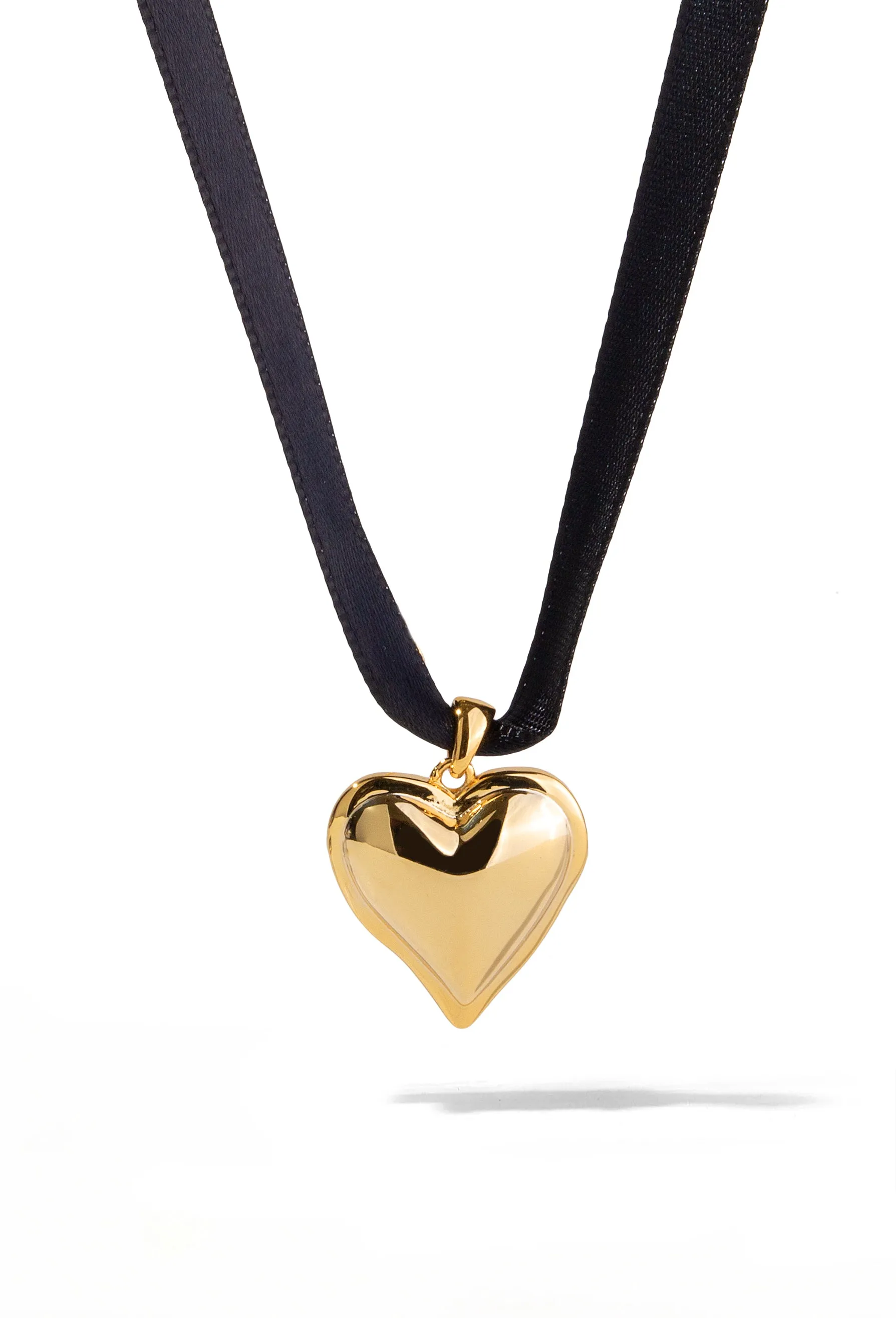 Puffy Heart Ribbon Necklace sold by Oomiay