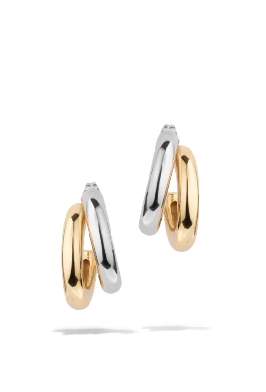 Dual Tone Double Hoop Earrings sold by Oomiay