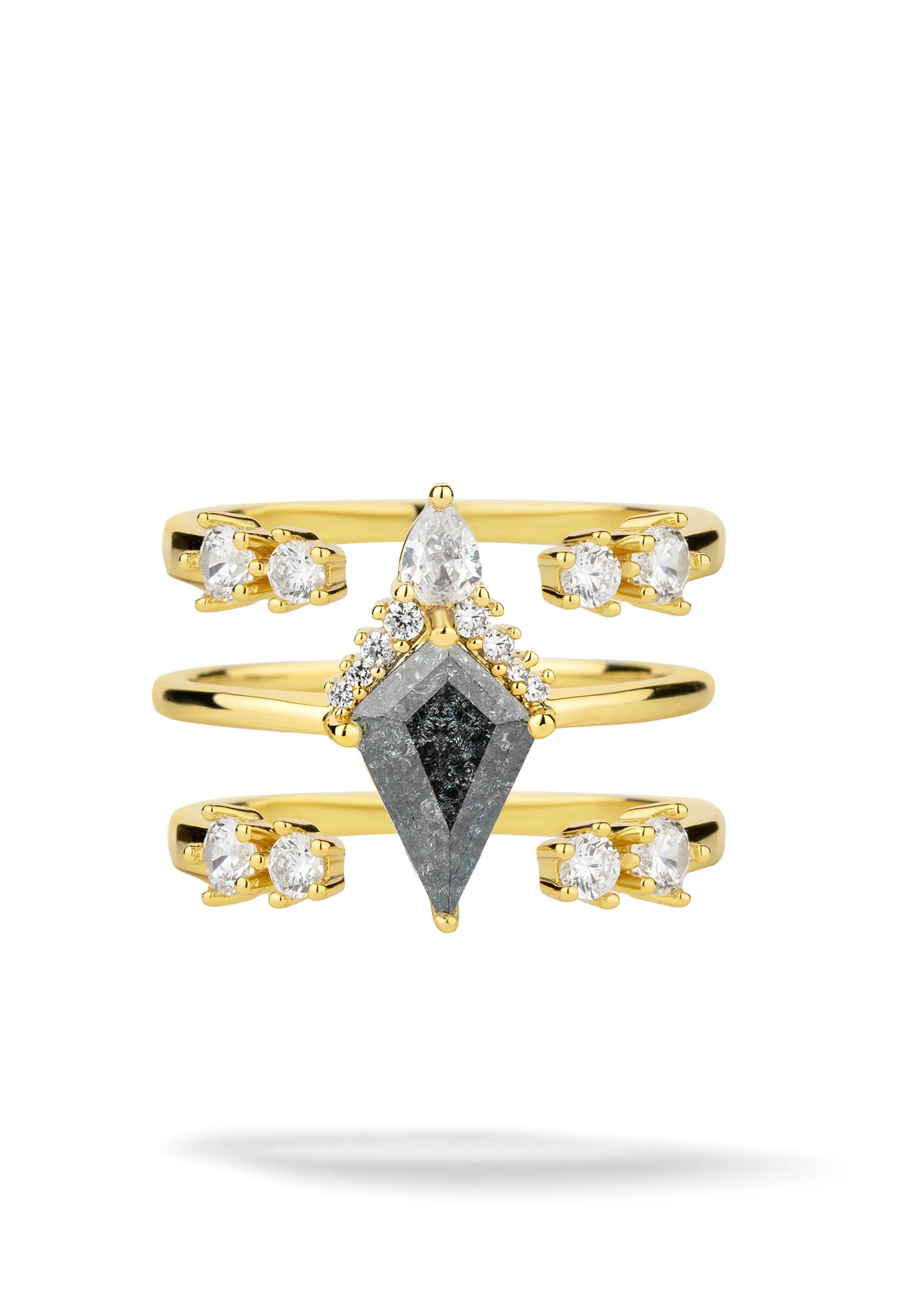 Bow Tie Horizon 3 Ring Stack sold by Oomiay