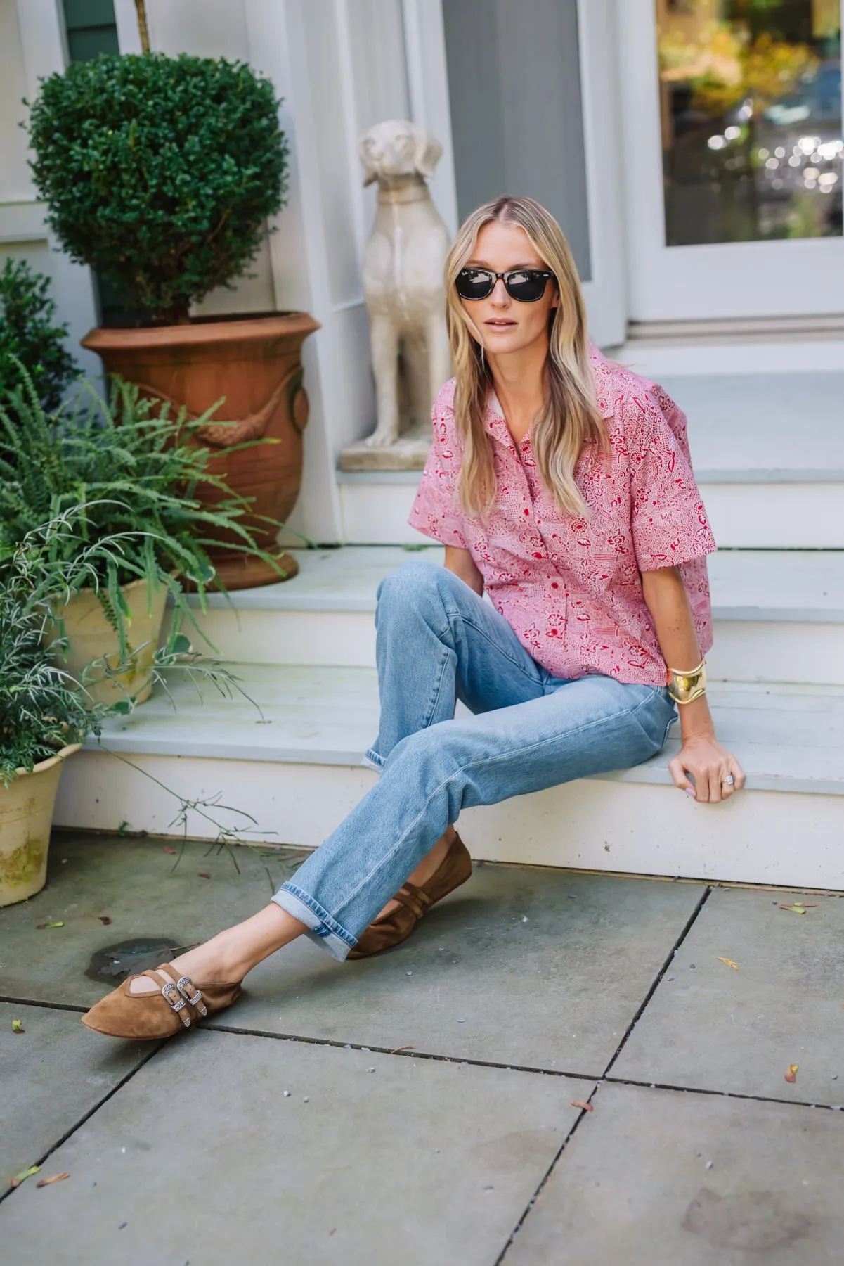 The Antibes Shirt - Garnet Red Marbella sold by Julia Amory product image thumbnail 2