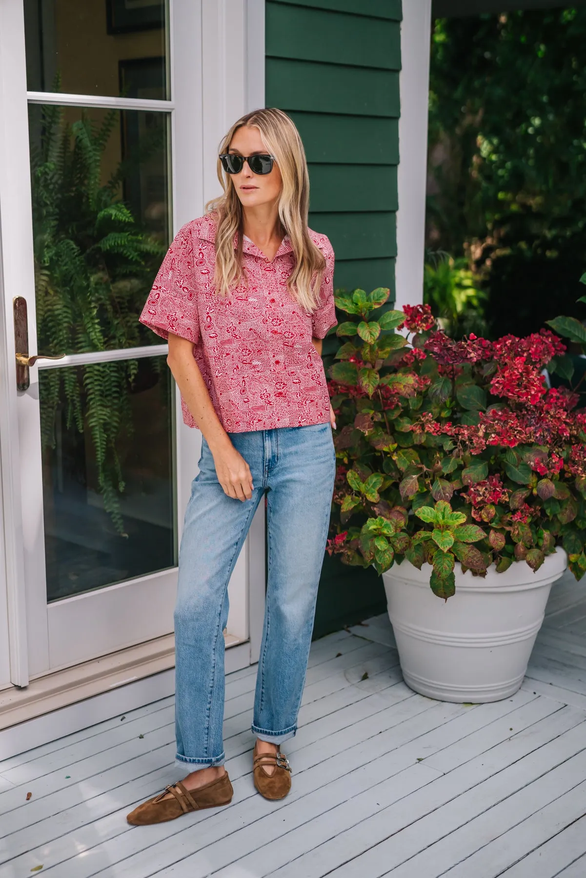 The Antibes Shirt - Garnet Red Marbella sold by Julia Amory product image thumbnail 4