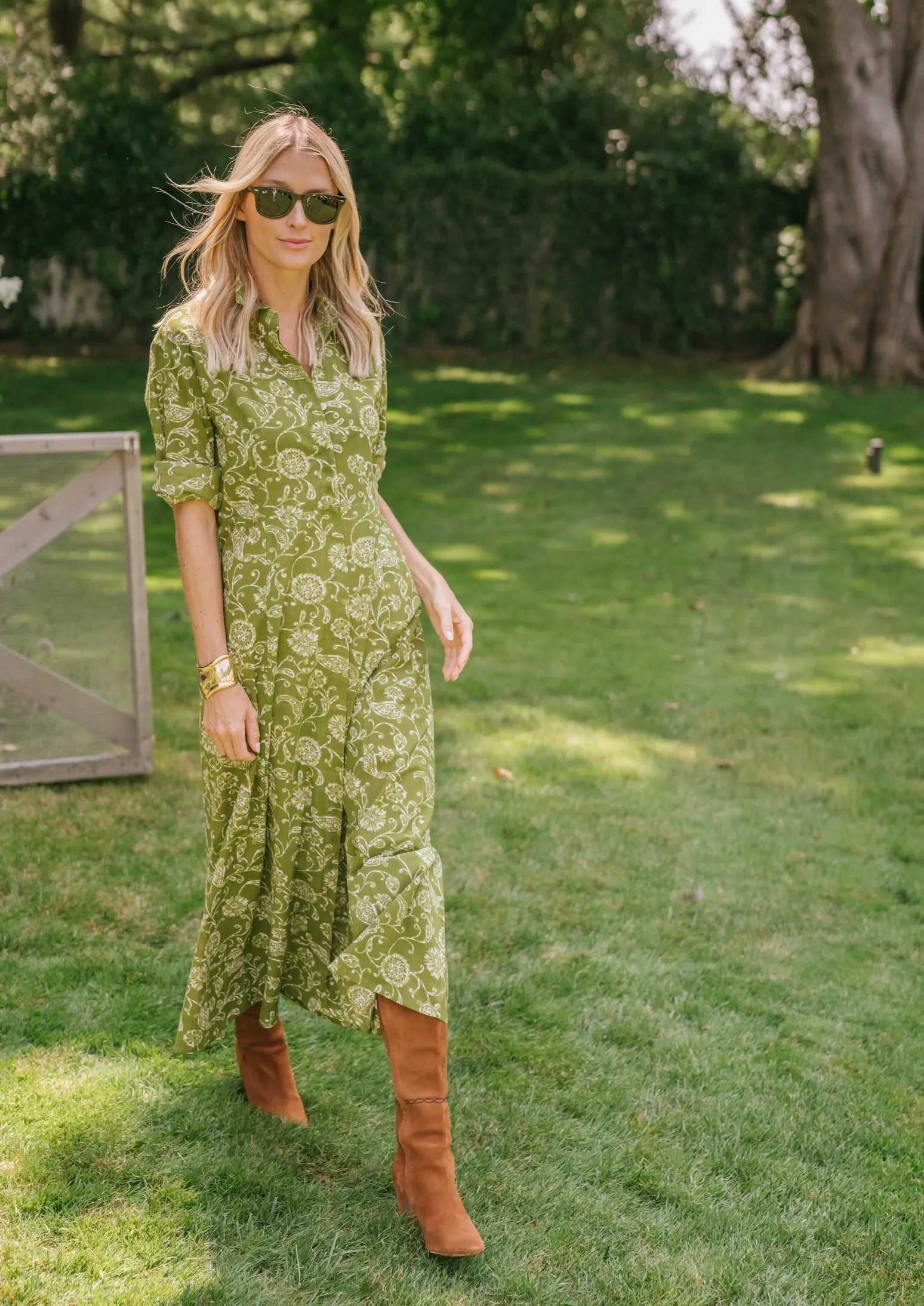 The JA Shirt Dress - Moss Petunia sold by Julia Amory