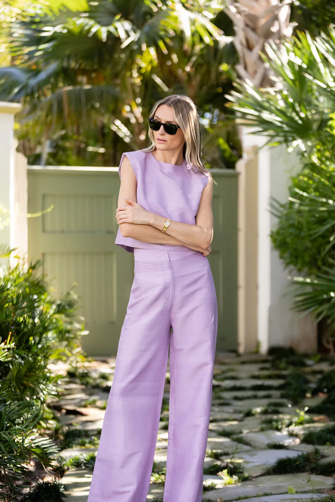 Dupioni Silk Slim Shell Top - Lilac sold by Julia Amory product image thumbnail 5