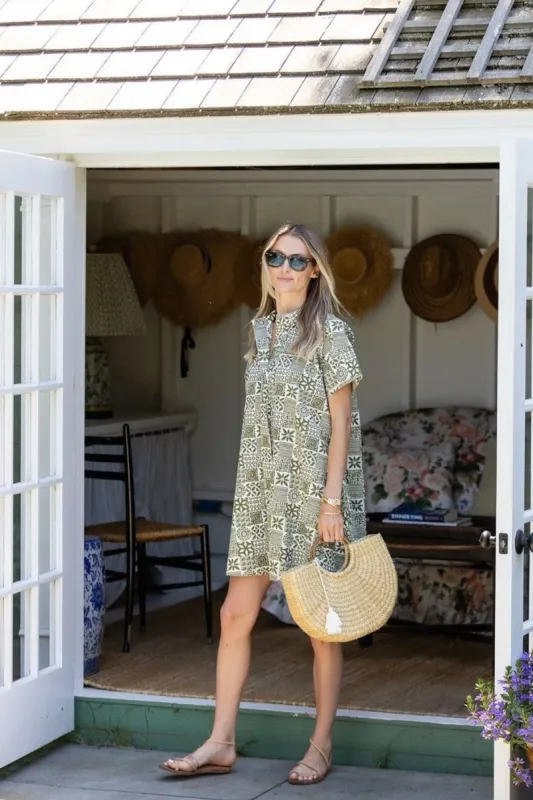 Twiggy Dress - Moss Batik Patchwork sold by Julia Amory