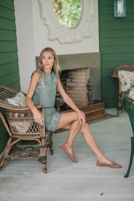 Mustique Slim Top - Moss Oxford sold by Julia Amory