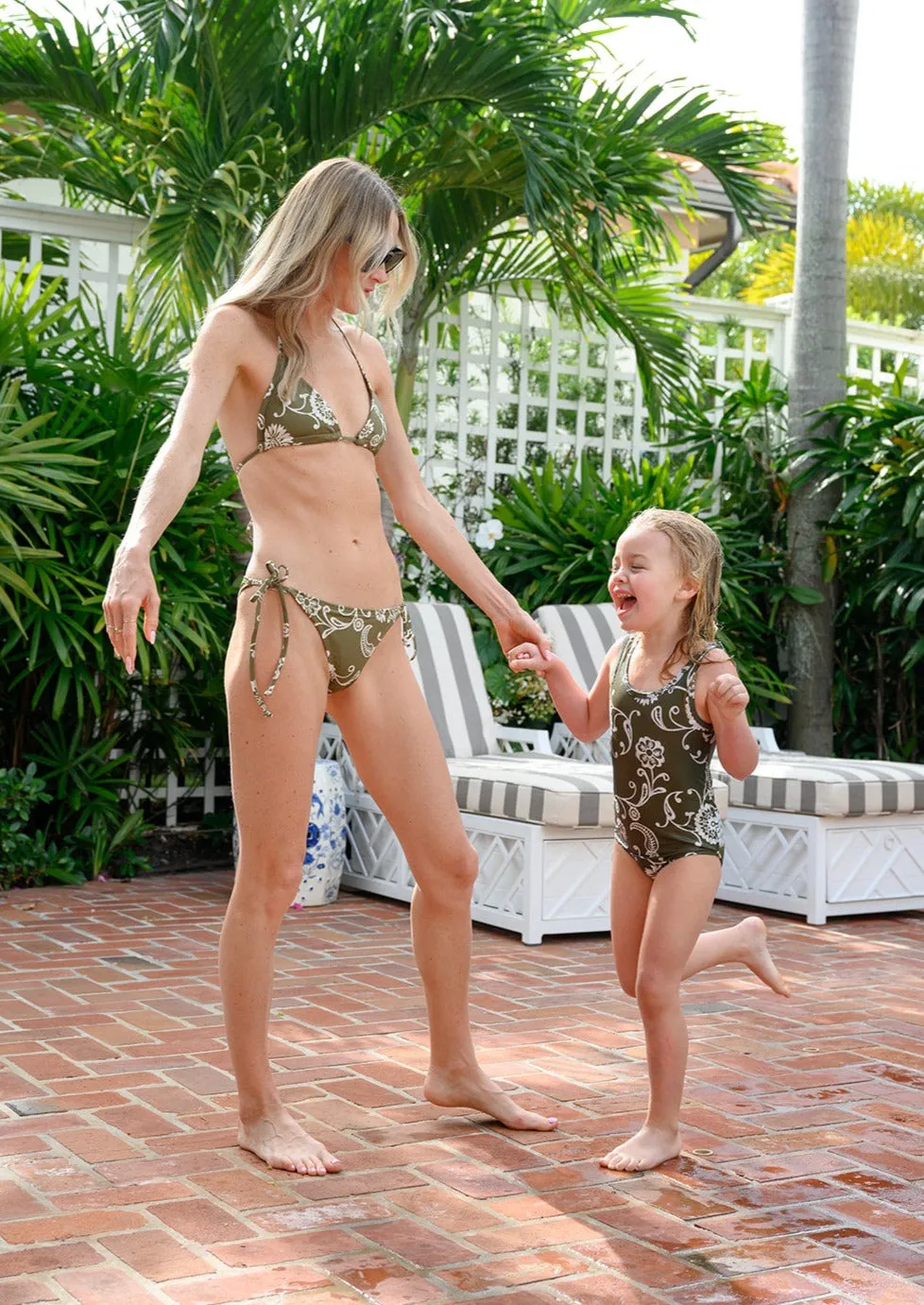 Elbow Beach String Bikini Bottom - Moss Petunia sold by Julia Amory