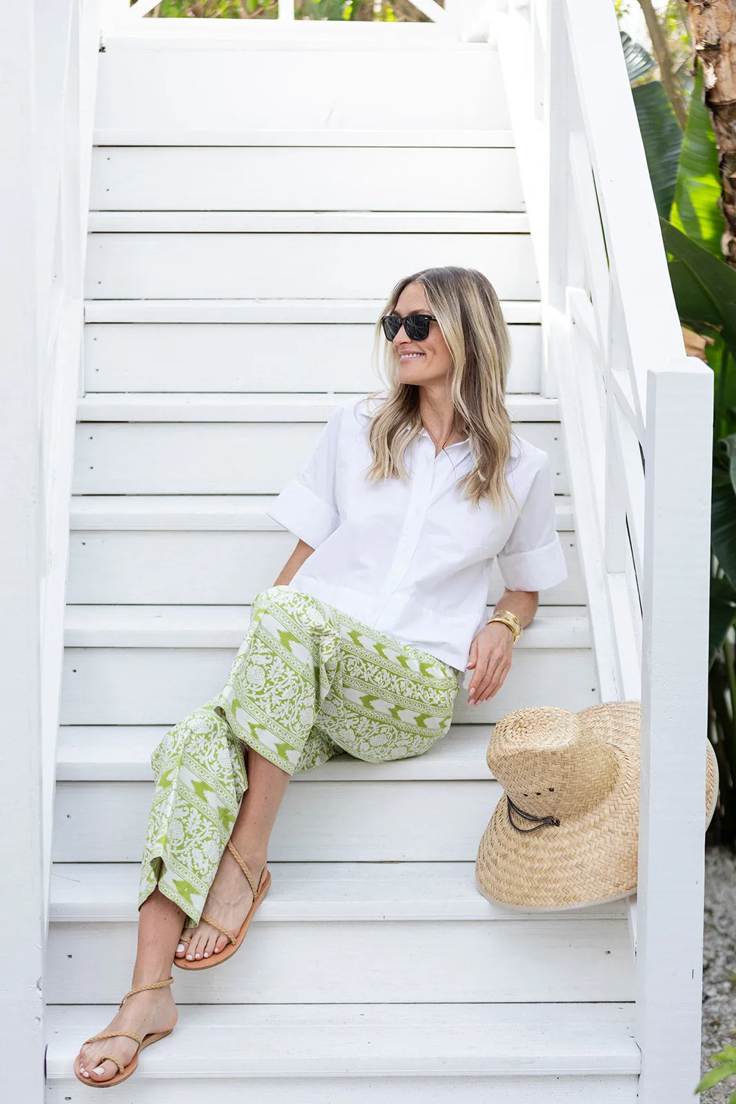 Babe Pant - Chartreuse Island Ikat sold by Julia Amory product image thumbnail 5