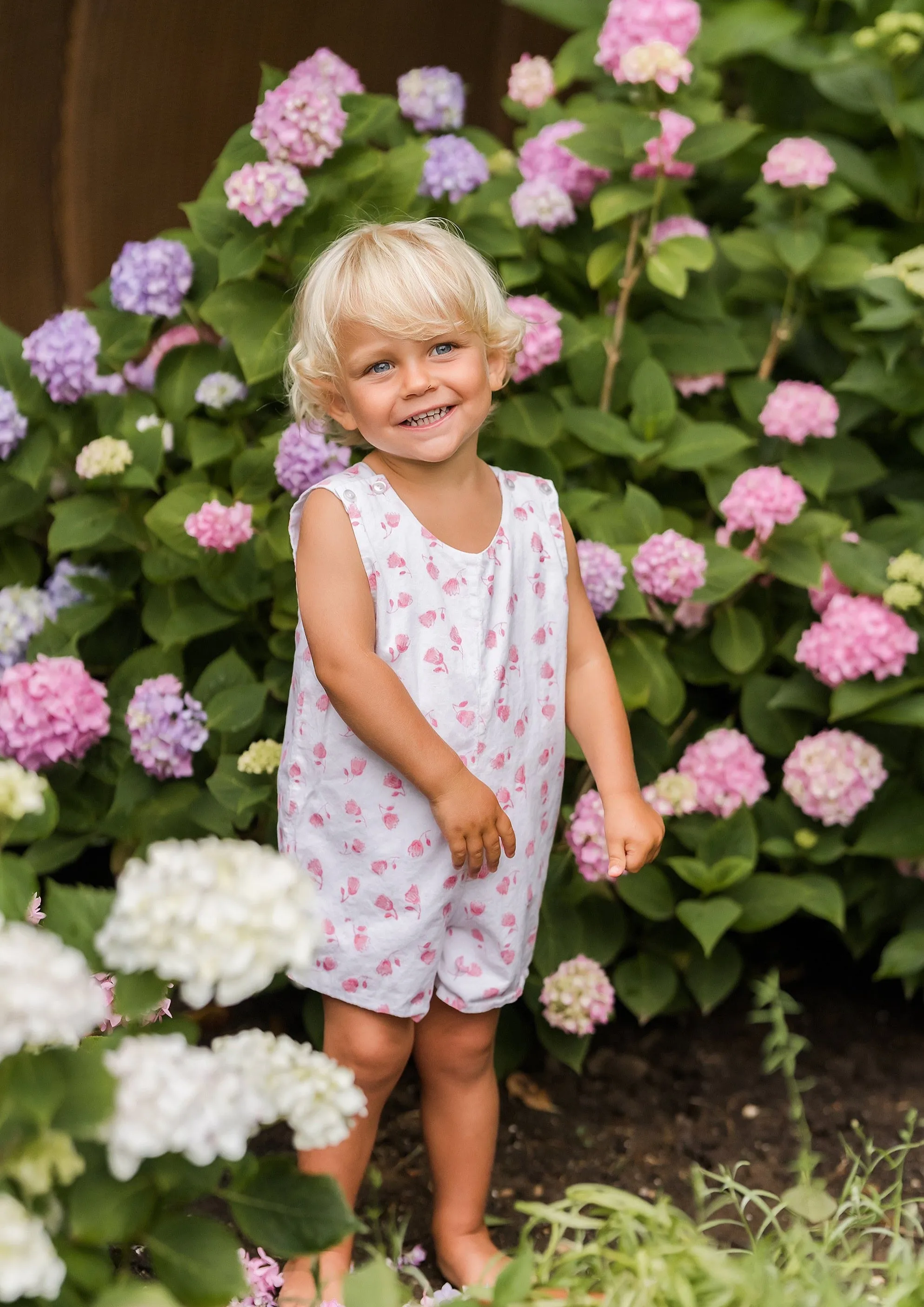 Julia Amory x Smockingbird Boys Shortalls - Hibiscus Pink sold by Julia Amory