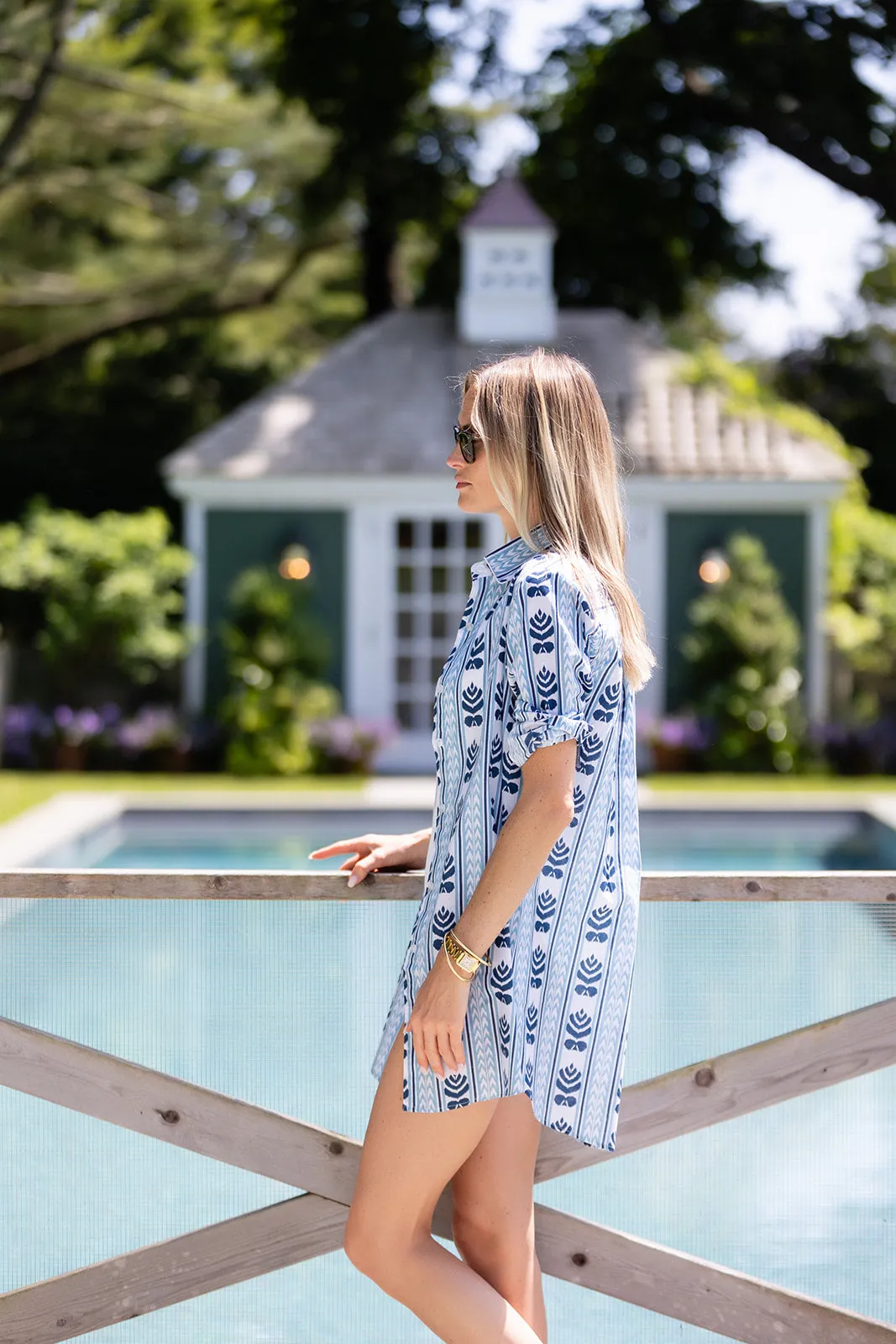 The JA Husband Shirt - Chambray Mustique Stripe sold by Julia Amory product image thumbnail 4