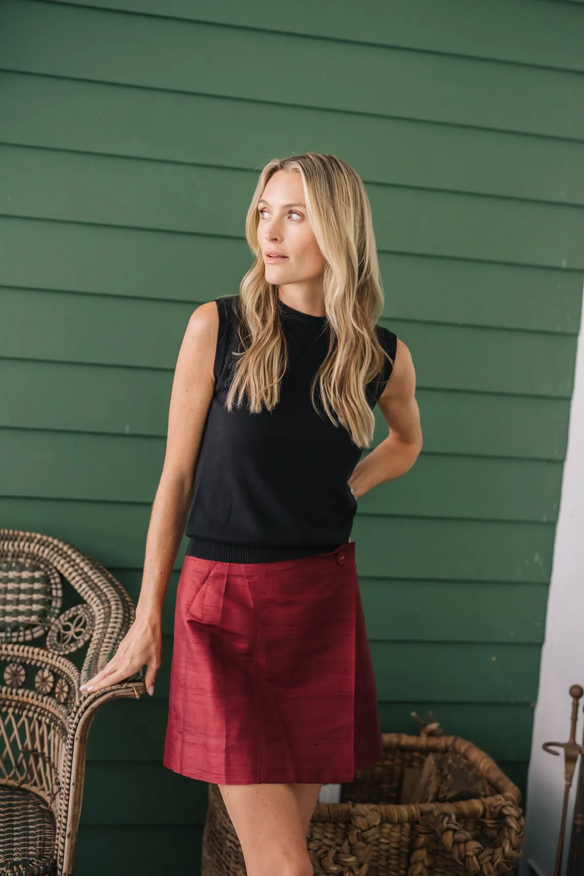 Mini Park Avenue Skirt - Burgundy Dupioni sold by Julia Amory product image thumbnail 5