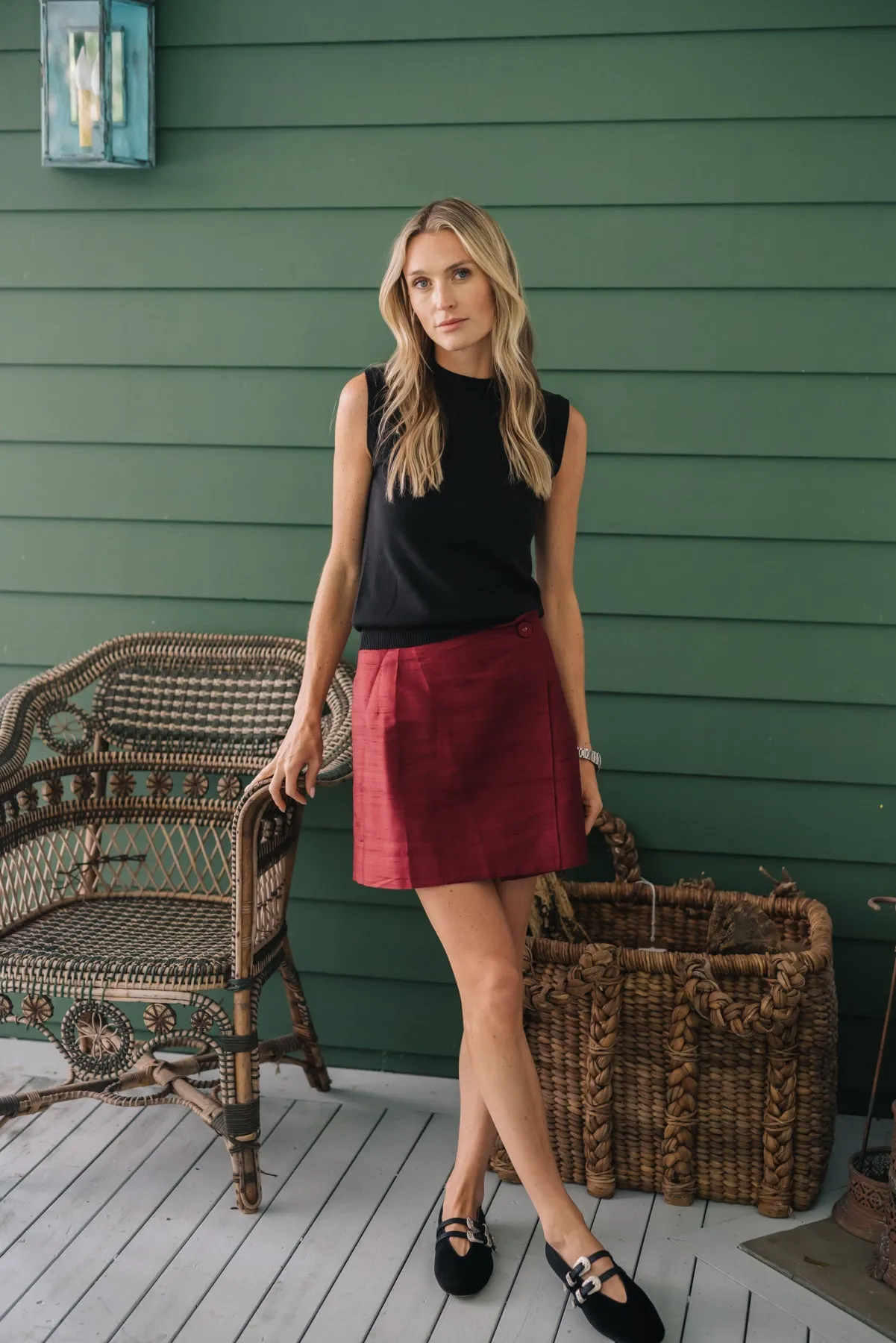 Mini Park Avenue Skirt - Burgundy Dupioni sold by Julia Amory product image thumbnail 4