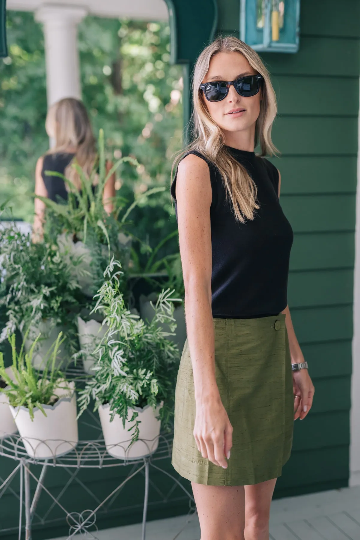 Mini Park Avenue Skirt - Moss Dupioni sold by Julia Amory product image thumbnail 2