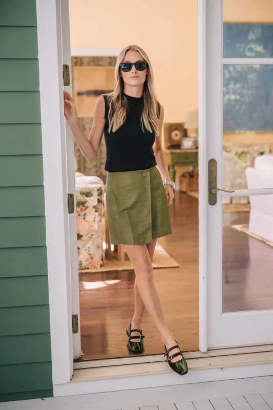 Mini Park Avenue Skirt - Moss Dupioni sold by Julia Amory