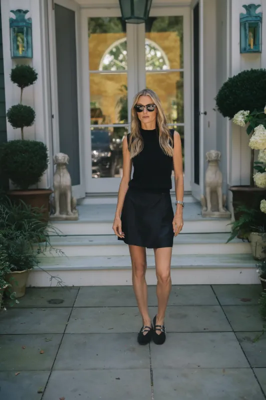 Mini Park Avenue Skirt - Black Dupioni sold by Julia Amory