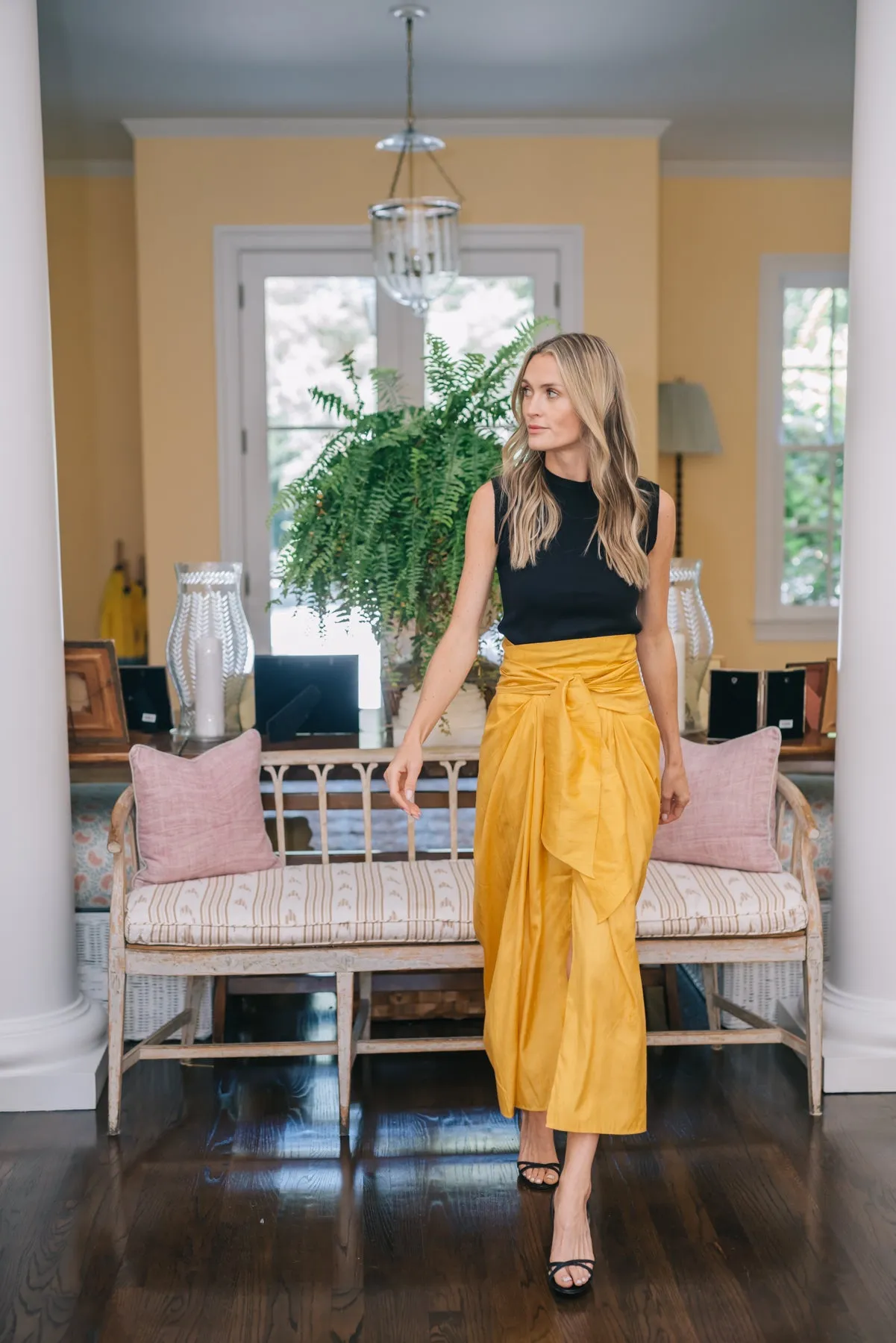 Cartagena Wrap Skirt - Saffron Dupioni sold by Julia Amory