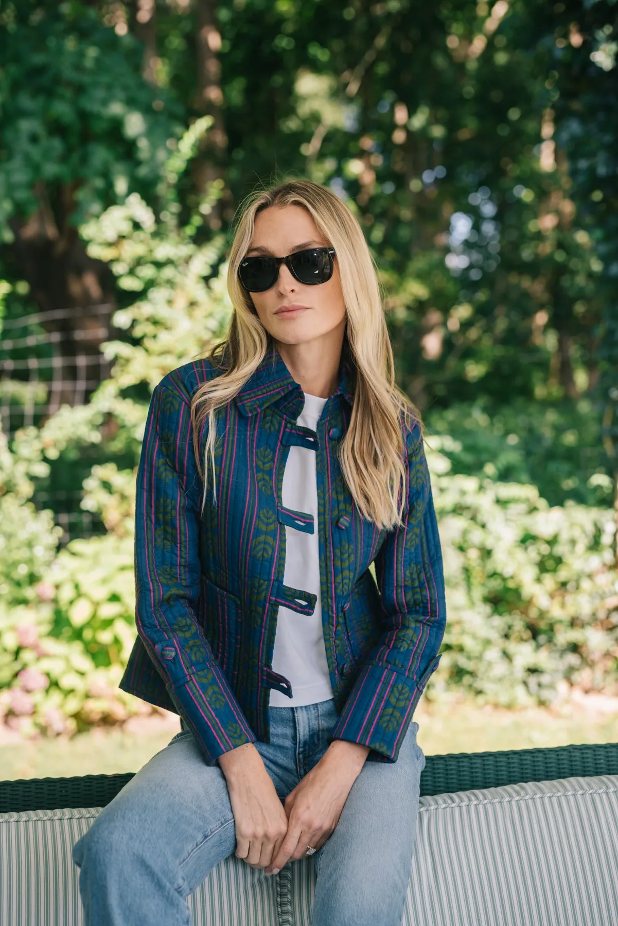 Dakota Jacket - Cranberry Mustique Stripe sold by Julia Amory product image thumbnail 2