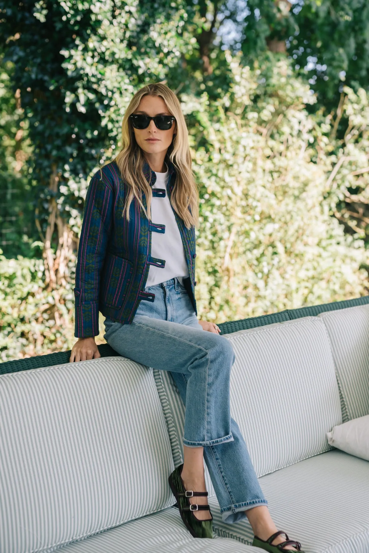 Dakota Jacket - Cranberry Mustique Stripe sold by Julia Amory