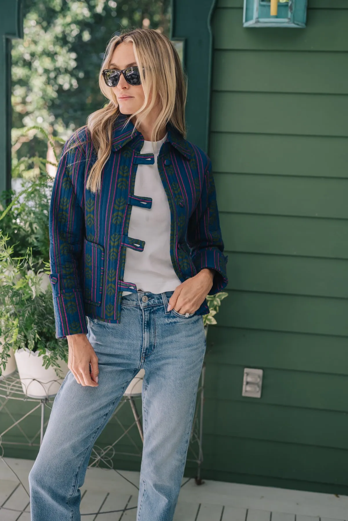 Dakota Jacket - Cranberry Mustique Stripe sold by Julia Amory product image thumbnail 5