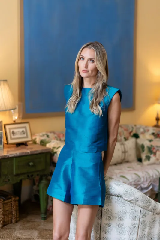 Kelly Short Dupioni - Peacock sold by Julia Amory