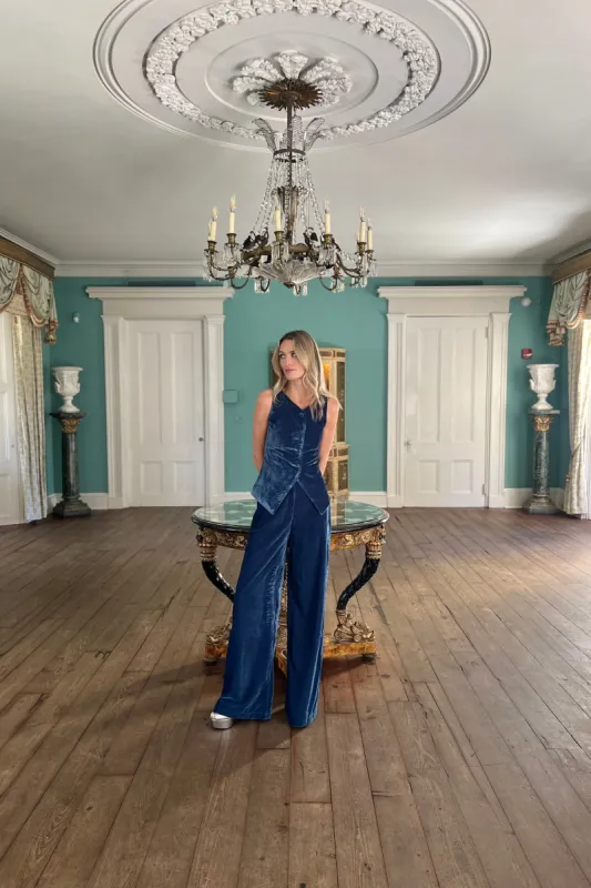 Julia Pant Velvet - Azure sold by Julia Amory