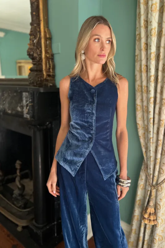Tess Vest Velvet - Azure sold by Julia Amory