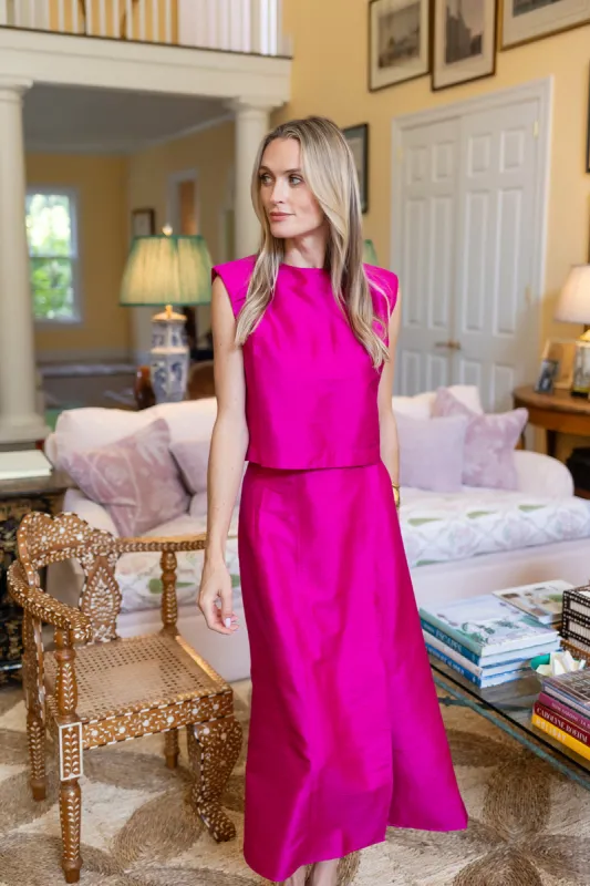 Slim Top Dupioni - Magenta sold by Julia Amory