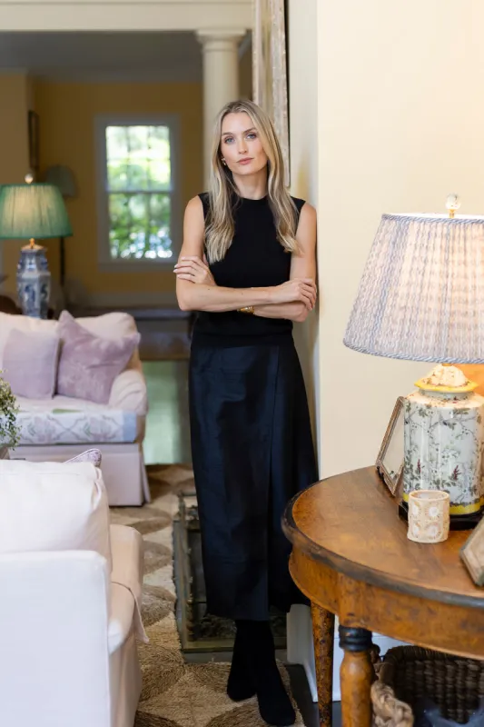 Park Avenue Skirt Dupioni - Noir sold by Julia Amory