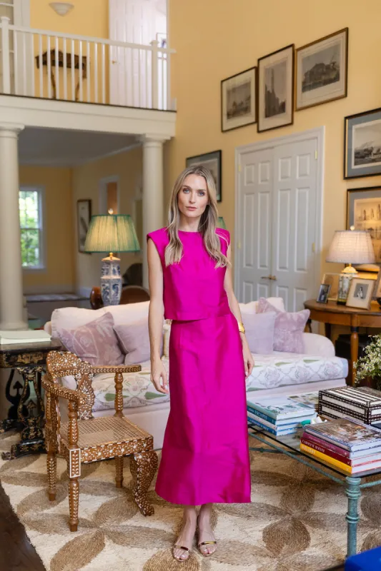 Park Avenue Skirt Dupioni - Magenta sold by Julia Amory