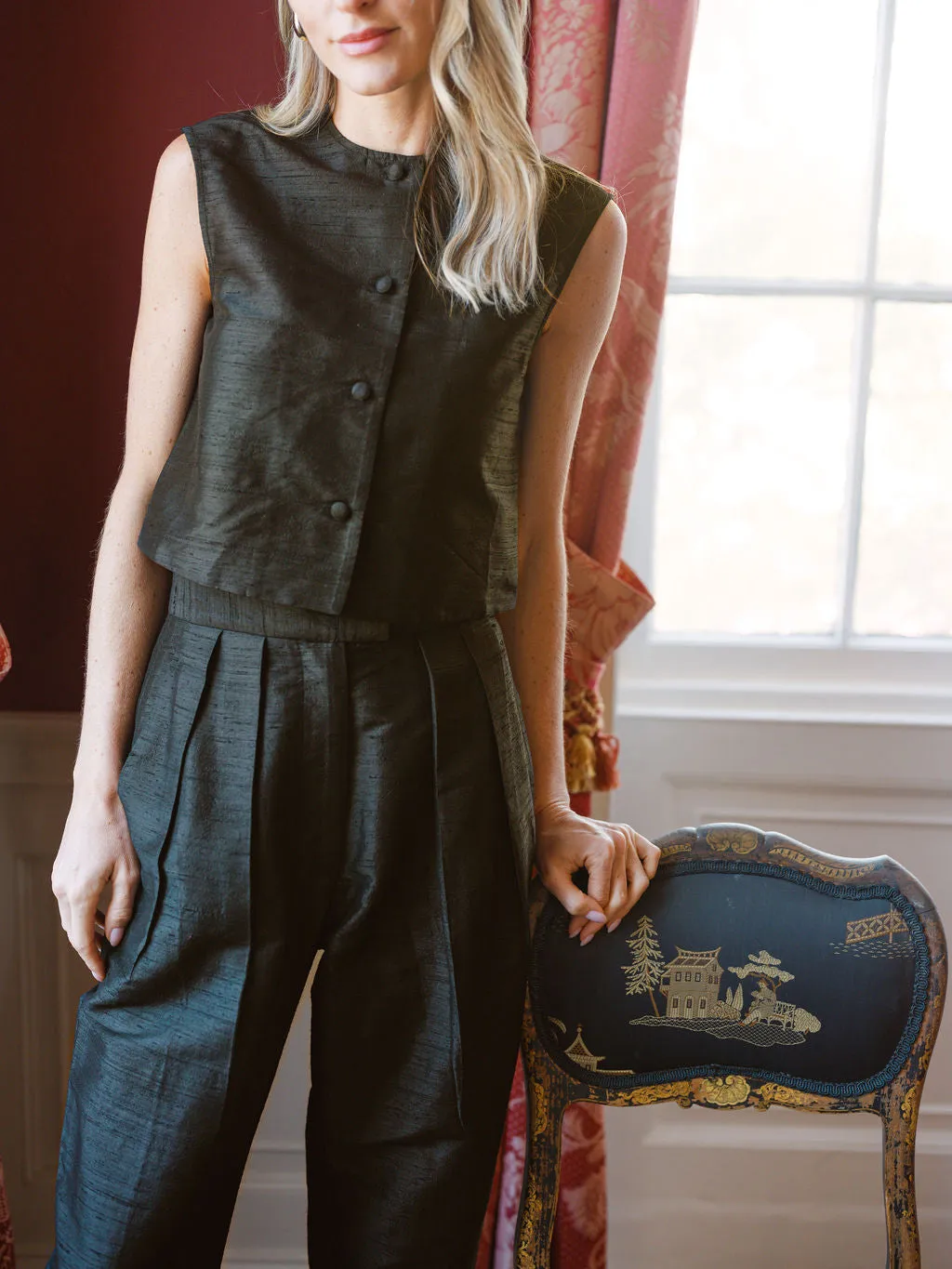 Blair Top Dupioni - Noir sold by Julia Amory product image thumbnail 2