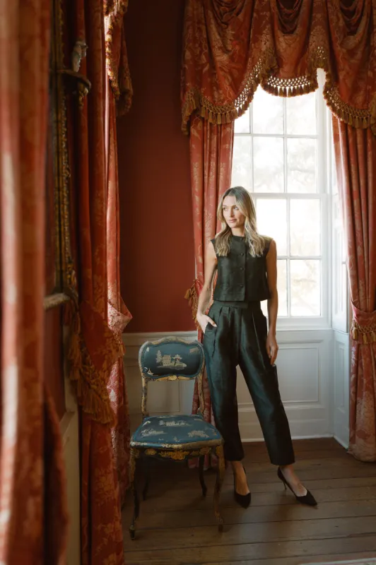 Blair Top Dupioni - Noir sold by Julia Amory