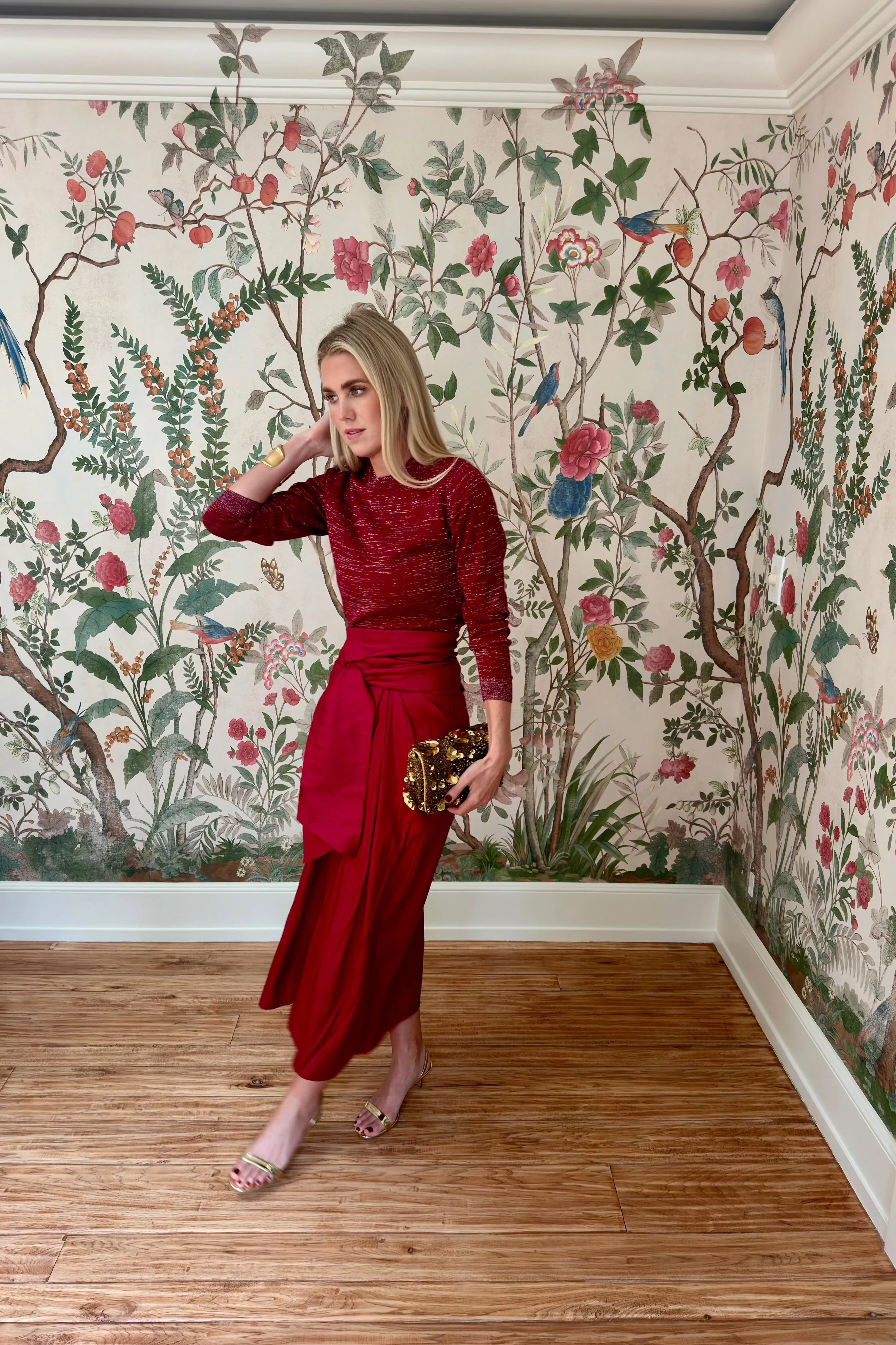 Cartagena Wrap Skirt - Cranberry sold by Julia Amory